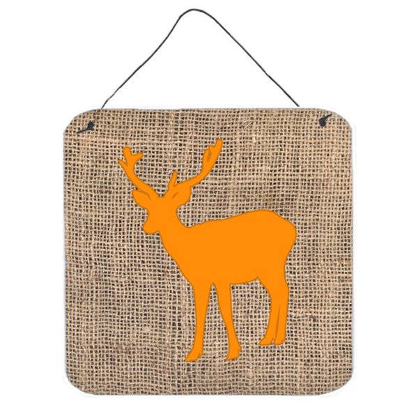 Micasa Deer Burlap And Orange Aluminium Metal Wall Or Door Hanging Prints MI236050